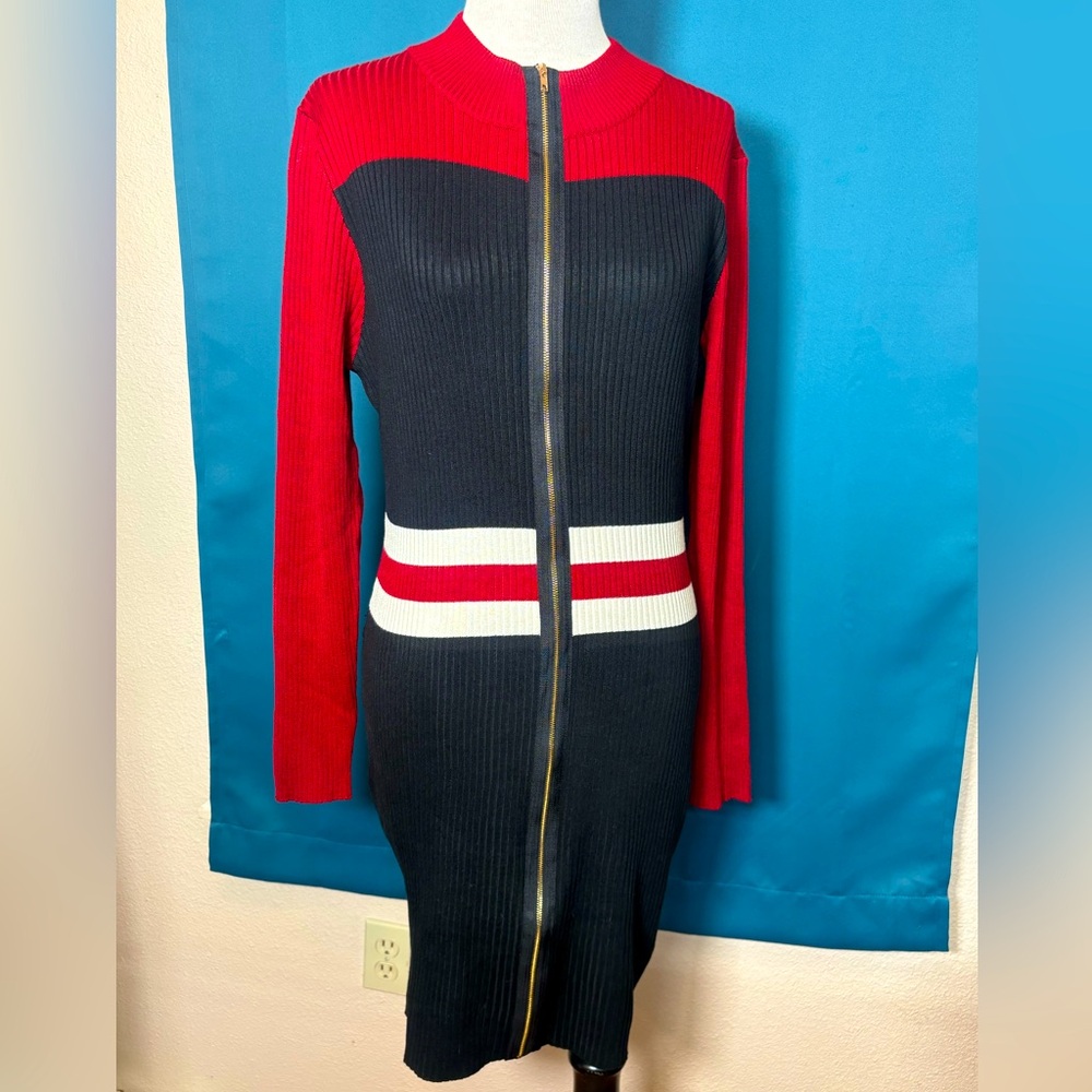 NYC Women’s Varsity Sporty Chic Dress Long sleeve Black/Red size 3X